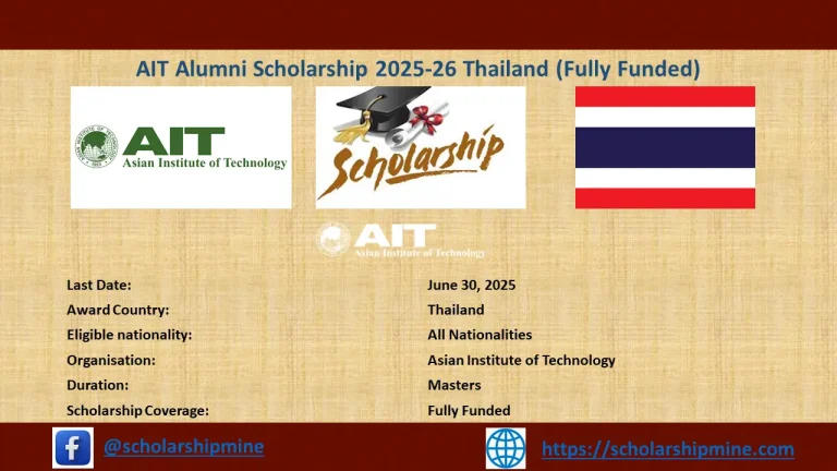 AIT Alumni Scholarship 2025-26 Thailand (Fully Funded)