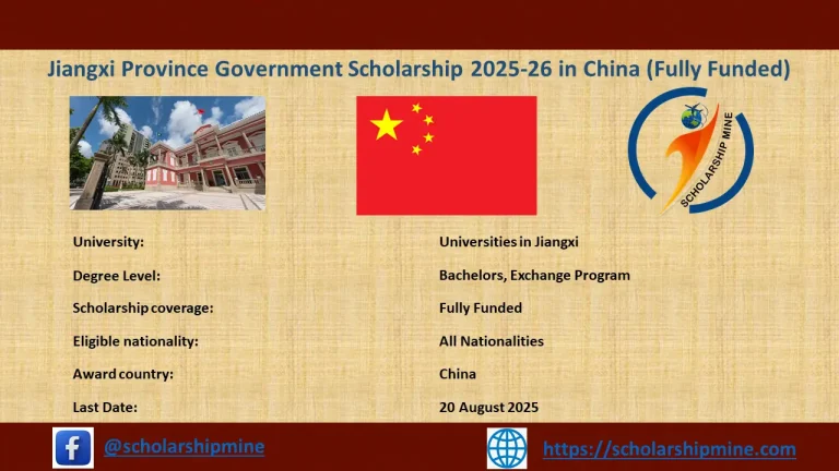 Jiangxi Province Government Scholarship 2025-26 in China (Fully Funded)