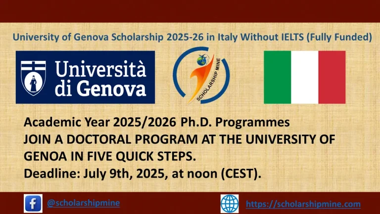 University of Genova Scholarship 2025-26 in Italy Without IELTS (Fully Funded)