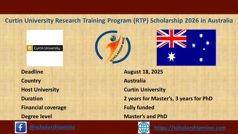 Curtin University Research Training Program (RTP) Scholarship 2026 in Australia