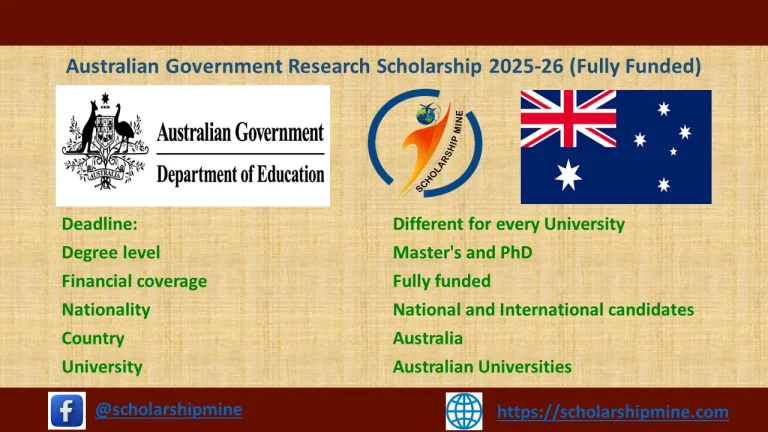 Australian Government Research Scholarship 2025-26 (Fully Funded)