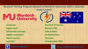 Read more about the article Research Training Program Stipends at Murdoch University 2026 in Australia (Fully Funded)