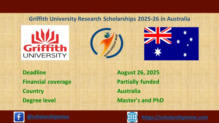 Griffith University Research Scholarships 2025-26 in Australia