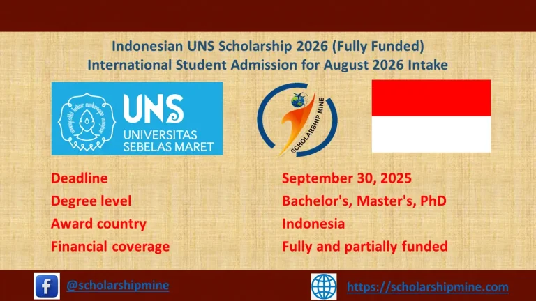 Indonesian UNS Scholarship 2026 (Fully Funded)