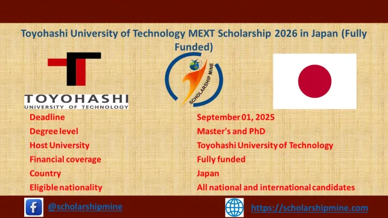 Toyohashi University of Technology MEXT Scholarship 2026 in Japan (Fully Funded)