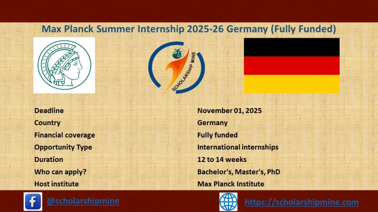 Max Planck Summer Internship 2025-26 Germany (Fully Funded)