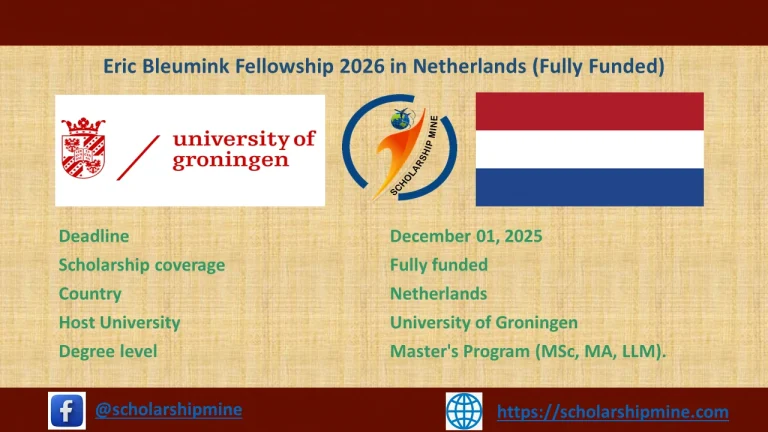 Eric Bleumink Fellowship 2026 in Netherlands (Fully Funded)