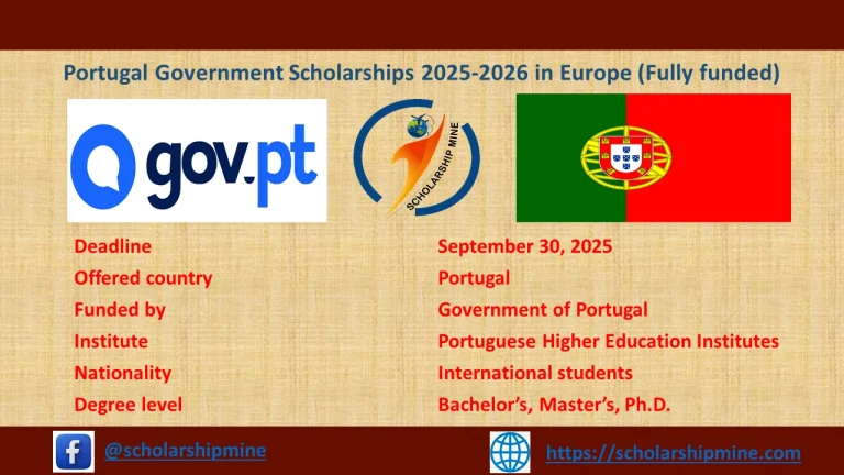 Portugal Government Scholarships 2025-2026 in Europe (Fully funded)
