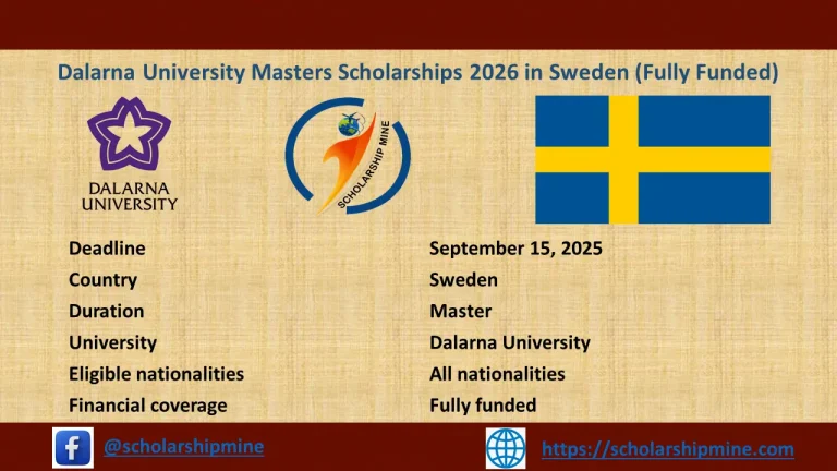 Dalarna University Masters Scholarships 2026 in Sweden (Fully Funded)