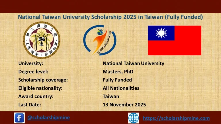 National Taiwan University Scholarship 2025 in Taiwan (Fully Funded)