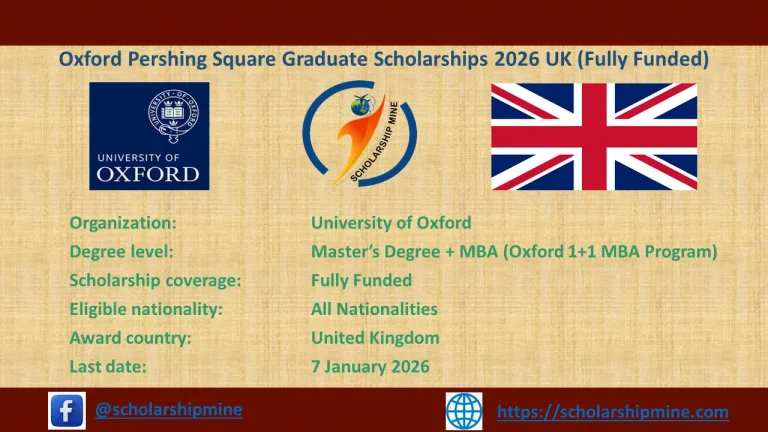 Oxford Pershing Square Graduate Scholarships 2026 UK (Fully Funded)