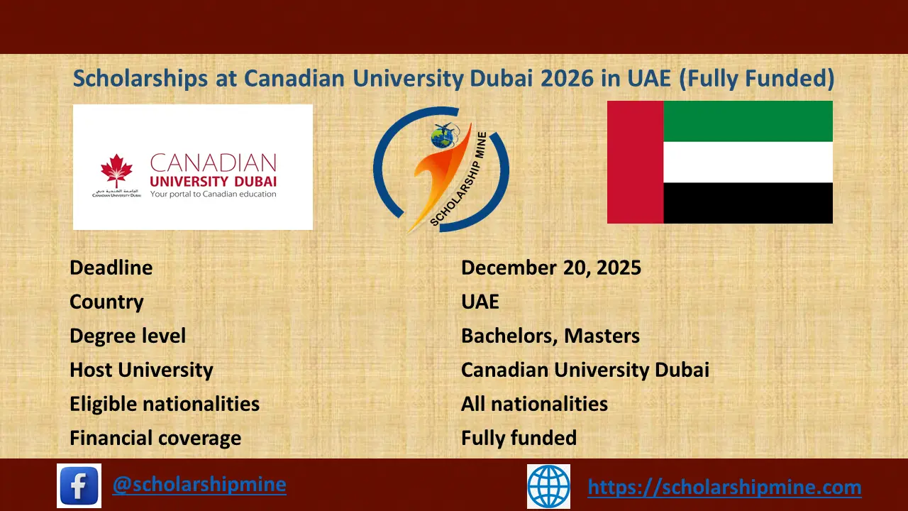You are currently viewing Scholarships at Canadian University Dubai 2026 in UAE (Fully Funded)