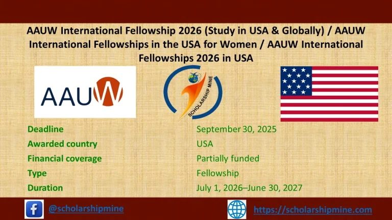 AAUW International Fellowship 2026 (Study in USA & Globally) / AAUW International Fellowships in the USA for Women / AAUW International Fellowships 2026 in USA