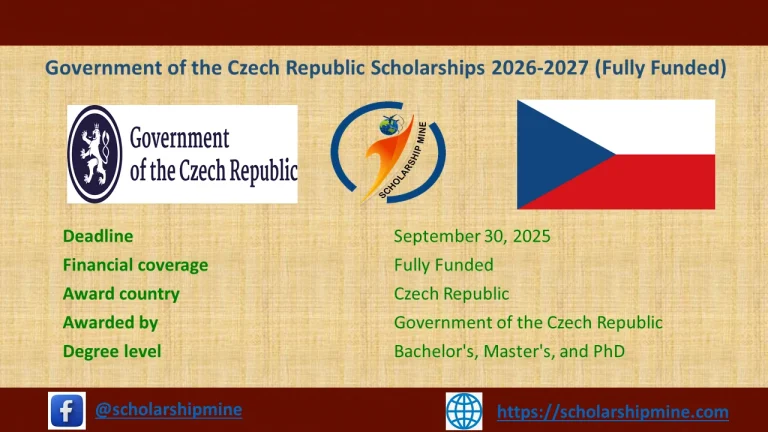 Government of the Czech Republic Scholarships 2026-2027 (Fully Funded)