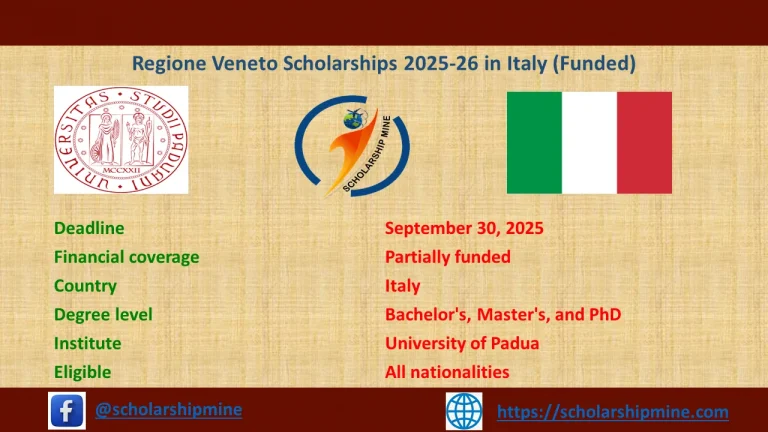 Regione Veneto Scholarships 2025-26 in Italy (Funded)
