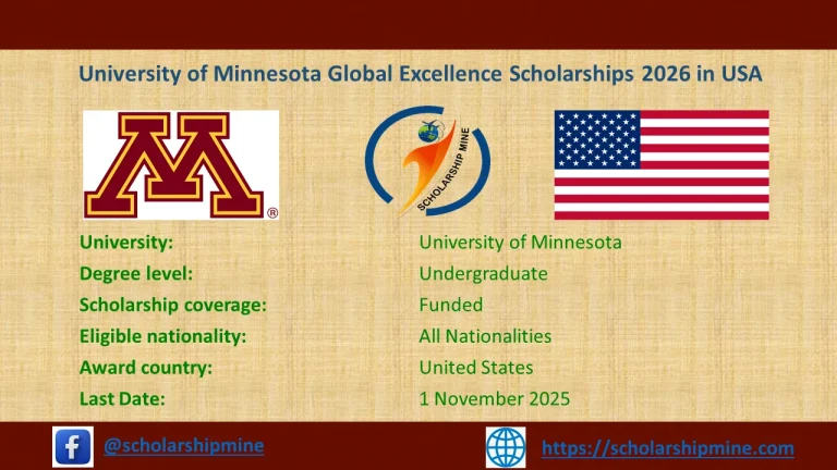 University of Minnesota Global Excellence Scholarships 2026 in USA