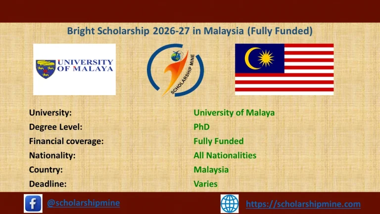 Bright Scholarship 2026-27 in Malaysia (Fully Funded)