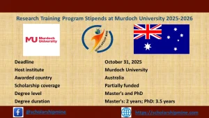 Read more about the article Research Training Program Stipends at Murdoch University 2025-2026