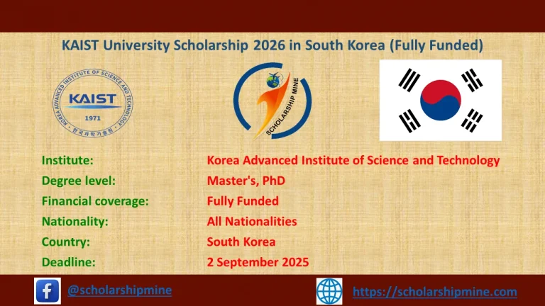 KAIST University Scholarship 2026 in South Korea (Fully Funded)