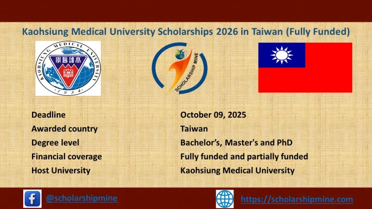 Kaohsiung Medical University Scholarships 2026 in Taiwan (Fully Funded)
