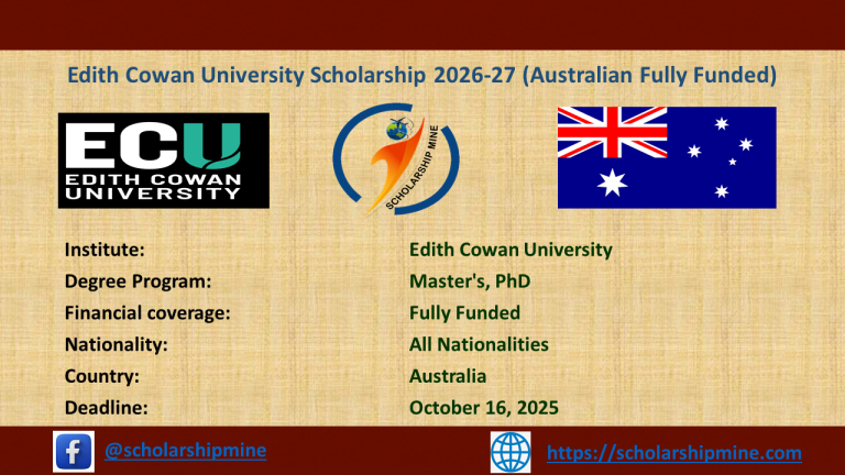 Edith Cowan University Scholarship 2026-27 (Australian Fully Funded)