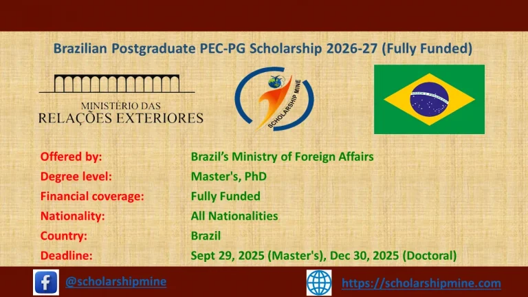 Brazilian Postgraduate PEC-PG Scholarship 2026-27 (Fully Funded)
