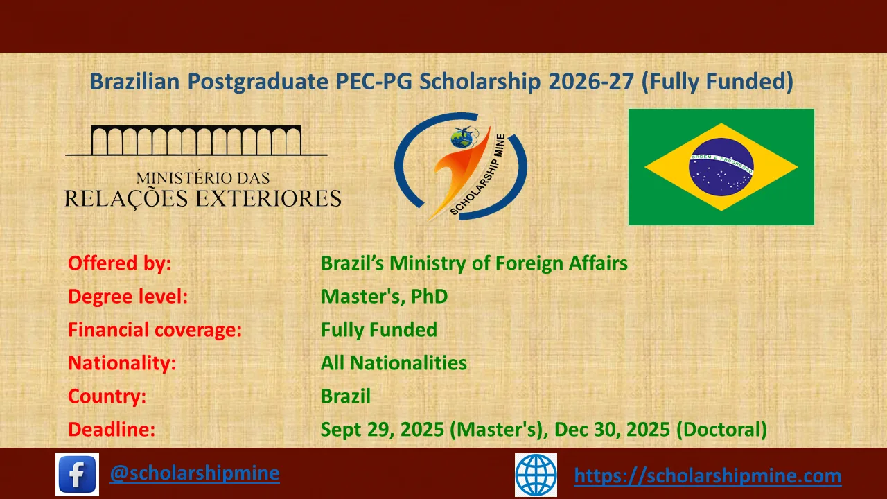You are currently viewing Brazilian Postgraduate PEC-PG Scholarship 2026-27 (Fully Funded)