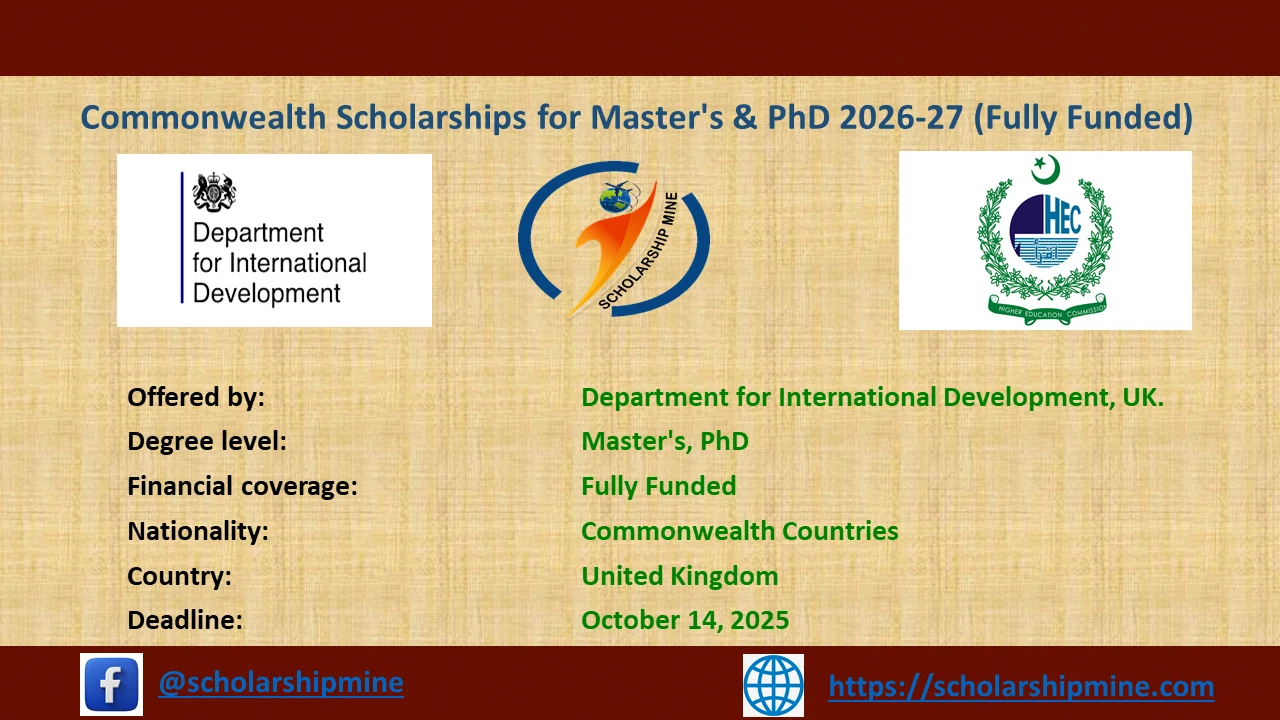 You are currently viewing Commonwealth Scholarships for Master’s & PhD 2026-27 (Fully Funded)