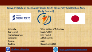 Read more about the article Tokyo Institute of Technology Japan MEXT University Scholarship 2026 (Fully Funded)