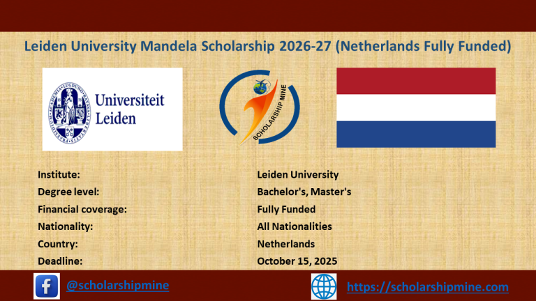Leiden University Mandela Scholarship 2026-27 (Netherlands Fully Funded)