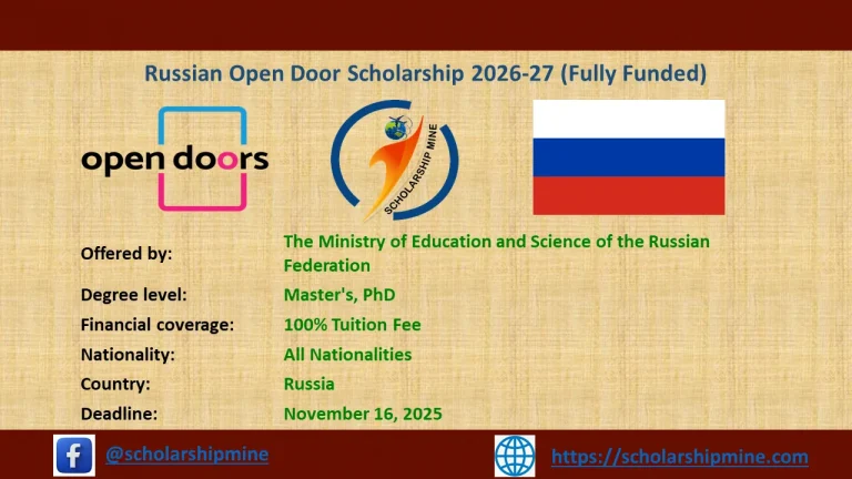 Russian Open Door Scholarship 2026-27 (Fully Funded)