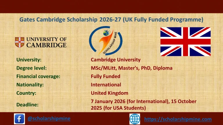 Gates Cambridge Scholarship 2026-27 (UK Fully Funded Programme)