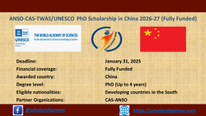 Read more about the article ANSO-CAS-TWAS/UNESCO PhD Scholarship in China 2026-27 (Fully Funded)