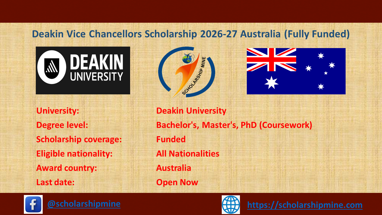 Deakin Vice Chancellors Scholarship 2026-27 Australia (Fully Funded)