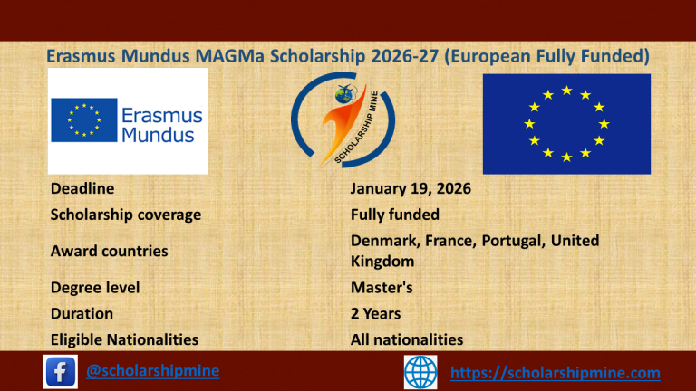 Erasmus Mundus MAGMa Scholarship 2026-27 (European Fully Funded)