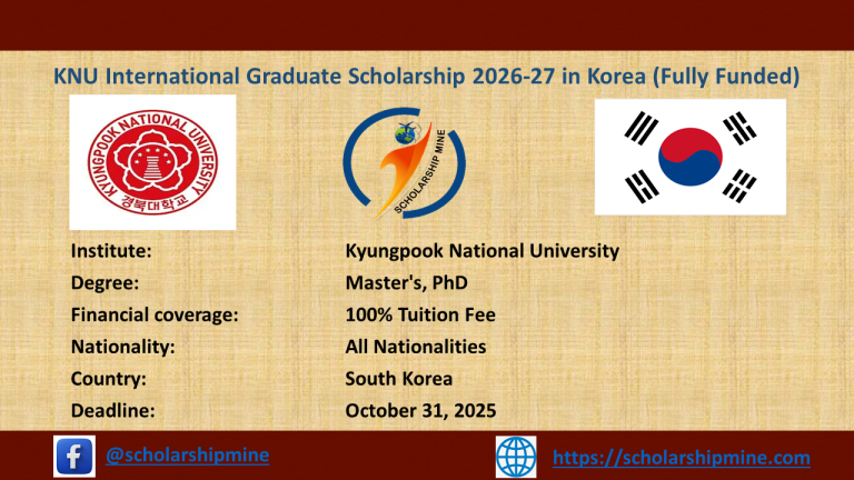 KNU International Graduate Scholarship 2026-27 in Korea (Fully Funded)