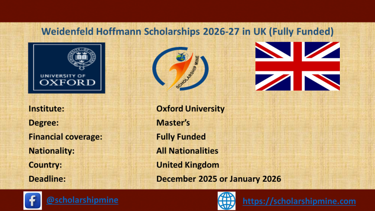Weidenfeld Hoffmann Scholarships 2026-27 in UK (Fully Funded)