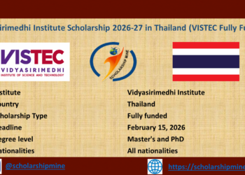 Vidyasirimedhi Institute Scholarship 2026-27 in Thailand (VISTEC Fully Funded)