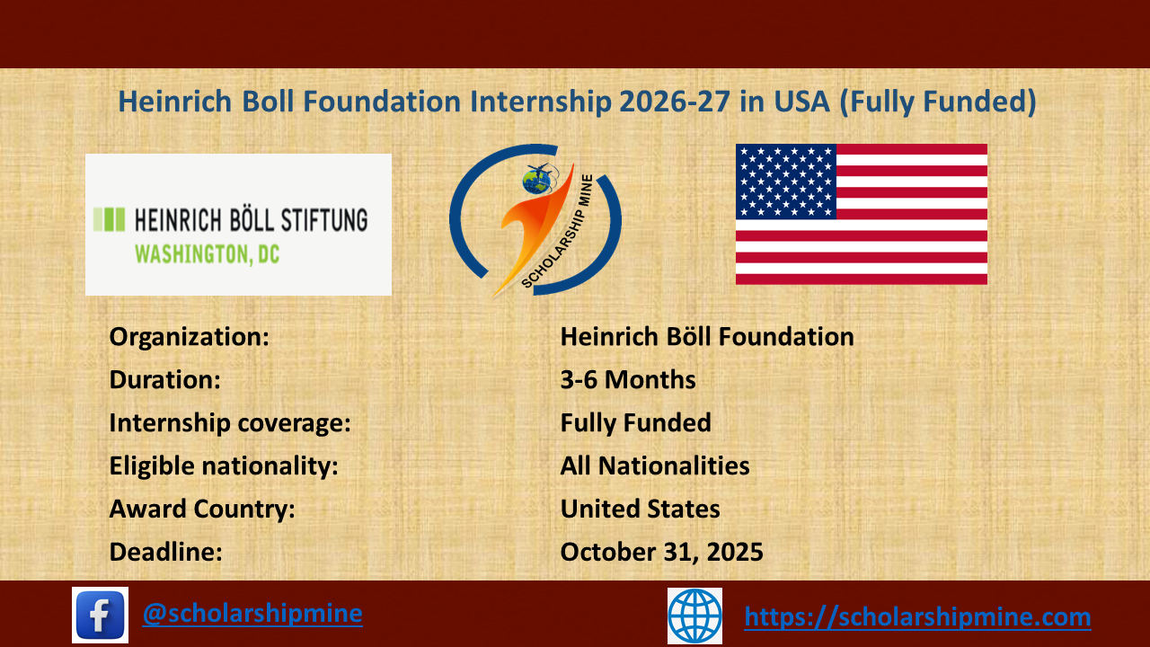 Heinrich Boll Foundation Internship 2026-27 in USA (Fully Funded)