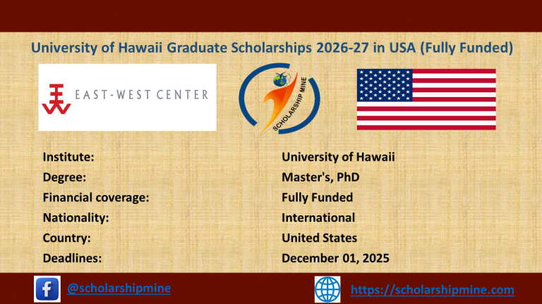 University of Hawaii Graduate Scholarships 2026-27 in USA (Fully Funded)