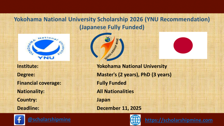 Yokohama National University Scholarship 2026 (YNU Recommendation) (Japanese Fully Funded)