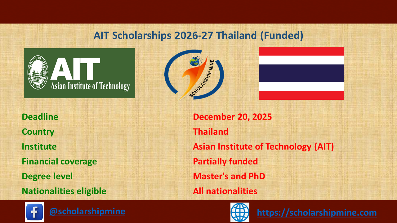 AIT Scholarships 2026-27 Thailand (Funded)