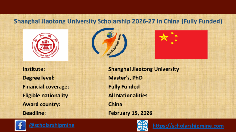 Shanghai Jiaotong University Scholarship 2026-27 in China (Fully Funded)