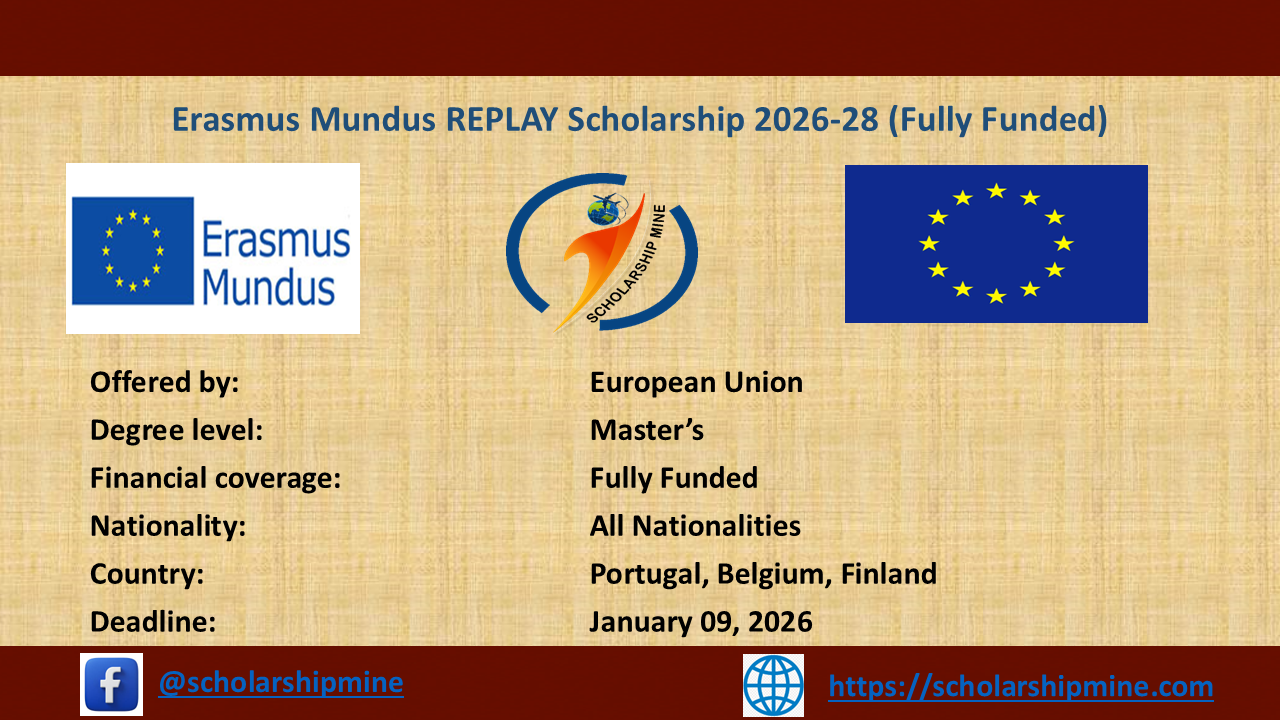 Erasmus Mundus REPLAY Scholarship 2026-28