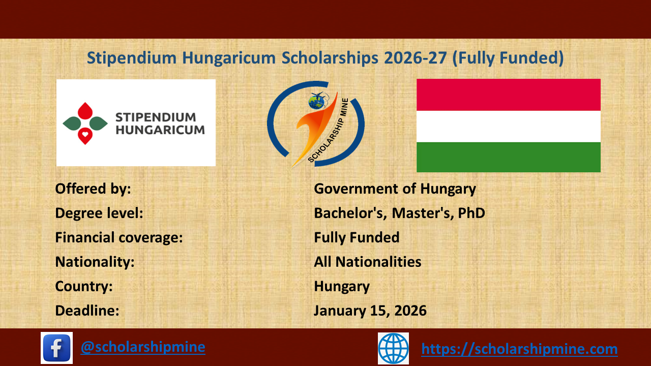 Stipendium Hungaricum Scholarships 2026-27 (Fully Funded)