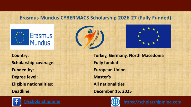 Erasmus Mundus CYBERMACS Scholarship 2026-27 (Fully Funded)