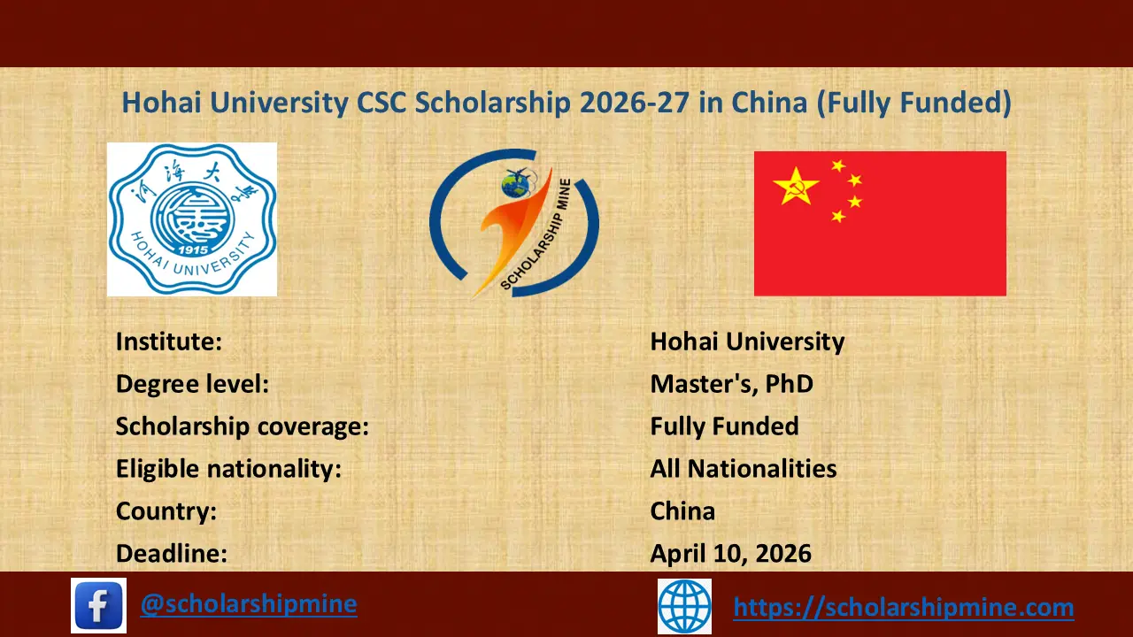 Read more about the article Hohai University CSC Scholarship 2026-27 in China (Fully Funded)