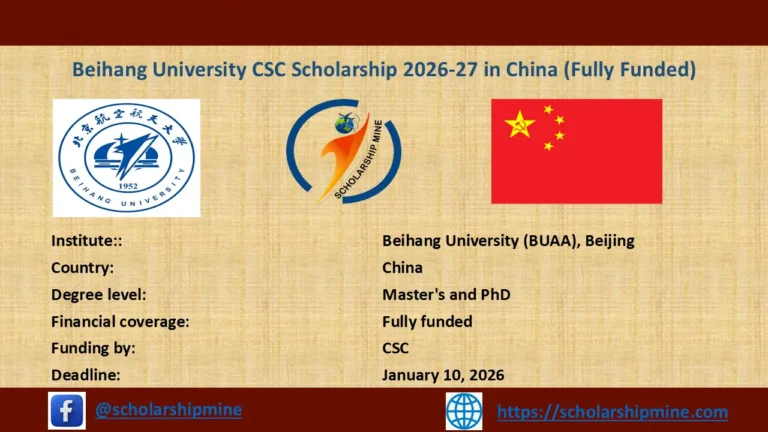 Beihang University CSC Scholarship 2026-27 in China (Fully Funded)