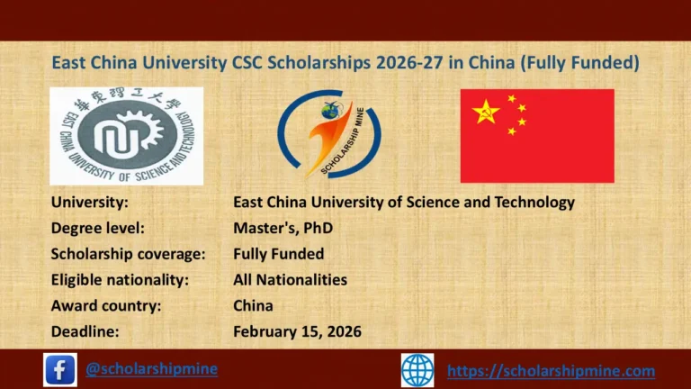 East China University CSC Scholarships 2026-27 in China (Fully Funded)