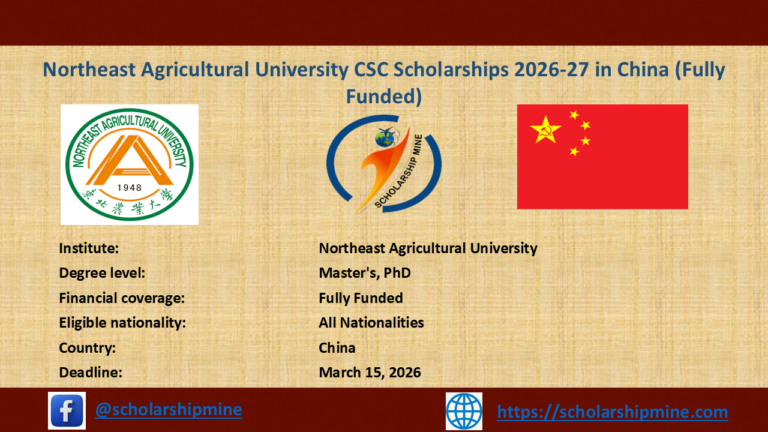 Northeast Agricultural University CSC Scholarships 2026-27 in China (Fully Funded)
